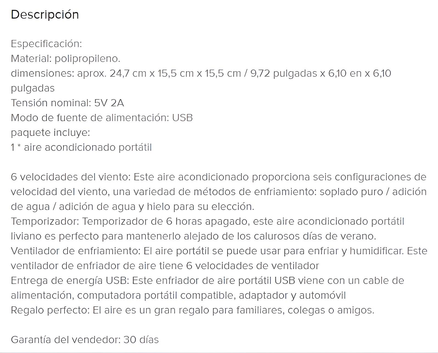 Ventilador Humidificador y Enfriador USB Portátil